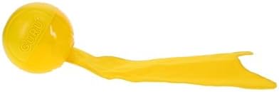 GURU Bonanza Ball Interactive Dog Toy with Tail - Squeaky Treat Dispensing Fetch Toy for Medium Large Dogs - Durable Chew Pro Rubber Ball for Tug and Water Play - Crinkle Fabric - Medium