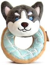 Donut Squeaky Dog Toys,Interactive Durable Puppy Chew Ring Toy,Tough Puppy Teething Toys for Small, Medium, & Large Dogs,Cute Donut Rings Gift for Different Dogs (Husky Donut)