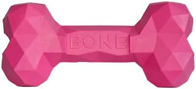 Pup Quartet Natural Rubber Dog Bone β Durable Dental Chew Toy for Small Dogs & Puppies β Tough Teething Toy for Boredom Relief β Indoor & Outdoor (Hot Pink)