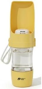 Argo's Pack 2-in-1 Portable Dog Water Bottle with Food Container, 250ml Water + 180ml Food, Foldable Bowl, Leak-Resistant Travel Dispenser for Walking & Hiking (Yellow)