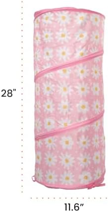 Catstages Tunnel Toy for Indoor Cats, Collapsible Hide & Play Tube with Plush Catnip Toy, Pink Daisy, 28”
