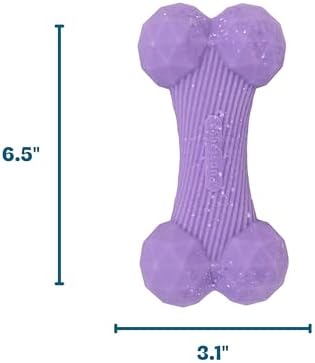 Flex-Force Bone Dog Toy for Fetch & Chew, Unpredictable Bounce, Floats in Water, Vanilla-Roast Scent for Sensory Play, Tough Chewers, Medium & Large Breeds (25-100+ lbs), 6.5"