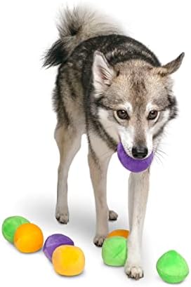 Midlee Squeaky and Crinkley 3 1/2" Plush Dog Balls, Set of 8