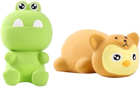 2 Pieces Latex Dog Squeaky Toys, Cute Animal Design Interactive Pet Toys (Green)