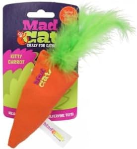 Mad Cat Kitty Carrot 100% Filled Catnip and Silvervine Soft Cat Toy, 1 Pack