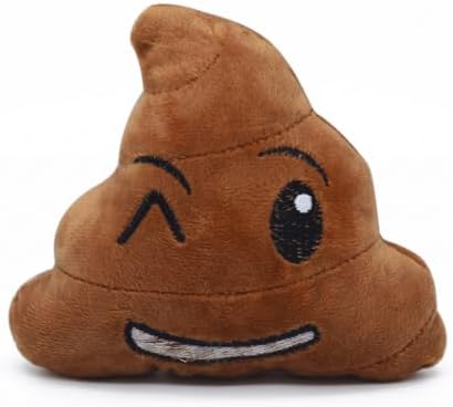 Funny Poop Plush Squeaky Dog Toy, Dental Chew for Small Dogs (Winky Face)