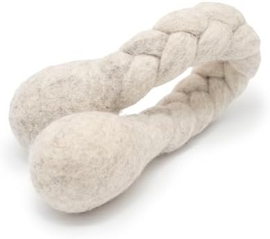Glaciart One 15-Inch Dog Wool Rope Toy - Durable Chew Toys for Small and Medium Breeds - Natural, Plastic-Free, Non-Allergic - Long-Lasting Play and Activity Ball for Dogs, Indoors and Outdoors