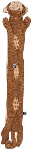Smithsonian Longamals Monkey Plush Dog Toy – 40" Crinkle & Squeaky, Stuffing-Free Interactive Tug Toy for Medium & Large Dogs