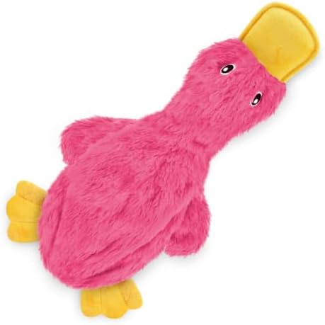 Squeaky Duck Dog Toy, No Stuffing Crinkle Plush Dog Toys for Small Medium Large Dogs, Interactive Durable Chew Toy for Puppies, (Crinkle Duck (Pink))