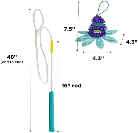 Outward Hound FlyFetch Teaser Wand Dog Toy with Crinkle Attachment, Durable for Indoor & Outdoor Play, All Breeds, 17.7"