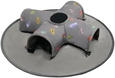 Small Pet Tunnel Bed with Top Peek Hole, 4-Way Hideout with Removable Washable Mat, Interactive Play Toy for Guinea Pig, Hamster, Rabbit, Chinchilla, Kitten