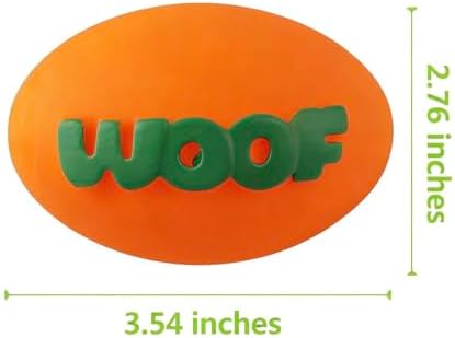2 Pack Squeaky Rubber Football Dog Toys, Interactive Chew Toys for Small to Medium Dogs, Teething & Teeth Cleaning, Durable Fetch Toys, Orange with WOOF Text (Orange, Small)