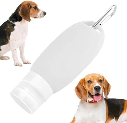 Refillable Silicone Travel Bottle for Dog 3oz (90ml) | Small Refillable Squeeze Bottles with Carabiner | Food-Safe Material