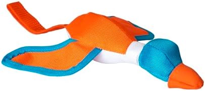 Chuckit! Flying Duck Fetch Slingshot Dog Toy, Orange & Blue – Crinkle Fabric Duck for Outdoor Fetch, Small to Medium Dogs Up to 60 lb – High‑Flight Slingshot Design, Durable Construction – Pack of 1