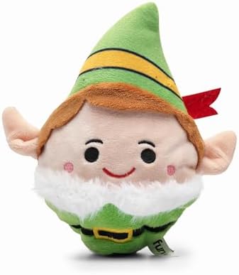Flourish Pets 2 in 1 Christmas Multi-Layer Chew Toy for Active Dogs | Non-Toxic BPA Free Double Stitched Soft Fabric and Long-Lasting Dog Plush Toys - Elf 3.5"