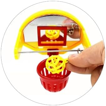 Bird Basketball Toy with Mirror Hanging Foraging Chew Ball Interactive Intelligence Training Toy for Budgies Parakeets Cockatiels Conure Easy to Install