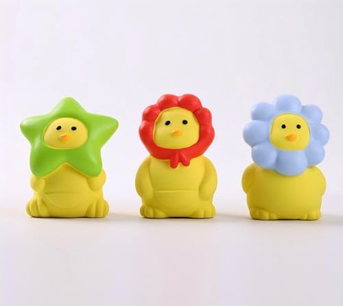 3 Pieces Latex Dog Squeaky Toys, Cute Fruit Chick Design Interactive Pet Toys (Yellow)