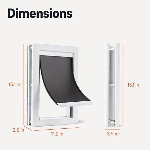 Amazon Basics Adjustable Plastic Dog and Cat Door, Medium, 7.5" x 11.5" Entrance, 10.5"x15"x3.9", White and Grey, for Interior & Exterior Doors or Wall, Medium (Pack of 6)