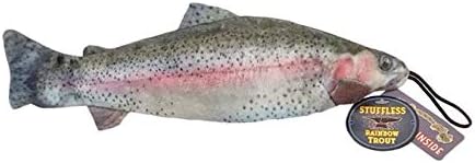 Denim Rainbow Trout Squeaker Dog Pull Chew Toy with Rope Inside