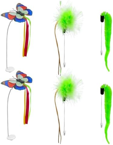Joyzan Hide Seek Cat Toy Replacement, Butterfly Feather Worm Refills 6pcs