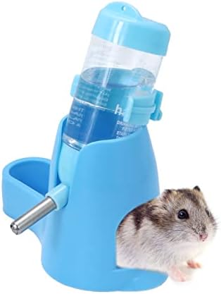 Wontee 3 in 1 Hamster Water Bottle with Food Bowl Hideout Base, 80ML, Blue