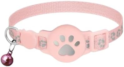GPS Cat Collar Tracker, Smart Tag Waterproof for Find My, No Monthly Fee Advanced Tracking Solution for Small and Large Cats, Pet Device (Pink_A)