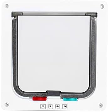 M Size Smart Cat Door, 4 Way Lockable Pet Flap for Cats and Small Dogs, with Weatherproof Double Flap, Easy DIY Installation