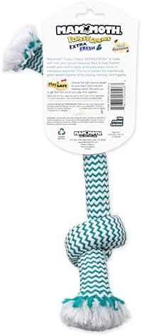 Mammoth Flossy Chews EXTRA FRESH 2 Knot Bone - Premium Cotton-Poly Yarn with Dental Floss Tug Toy for Dogs - Interactive Dog Rope Toy - Tug Dog Chew Toy for Medium Dogs - Large, 14”