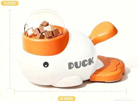 Little Yellow Duck Food-Dispensing Freeze-Dried Launcher, a Self-Entertaining Toy for Cats and Dogs to Relieve Boredom and Dispense Treats (White)