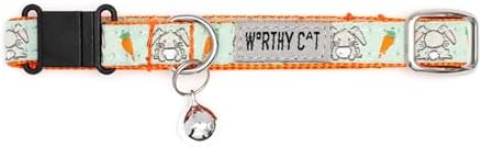 THE WORTHY DOG Summer Pattern, Breakaway Cat Collar, with Bell, Mint Green