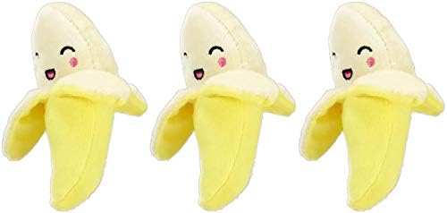 PetSport 3 Pack of Tiny Tots Foodies Banana Plush Dog Toys with Squeakers, 5 Inch