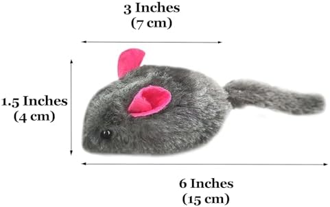 SunGrow Squeaky Plush Mice for Cats, 6 Tug Squeaker Chews for Kittens' Interactive Fun, Hide and Seek Activity, Soft Stuffed Fetch for Ferrets