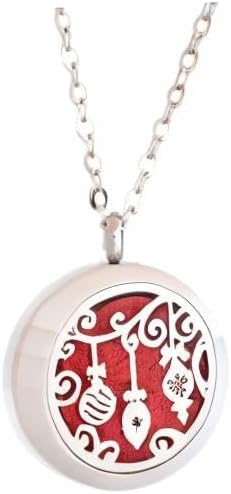 Aromatherapy Essential Oil Diffuser Stainless Steel 30 MM Silver Magnetic Locket Pendant 2 Sizes Chain Necklace, Refill Pads & Diffuser Bracelet in a Velvet (Ornaments)