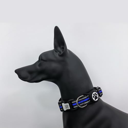 Dog Collar with Tracker Holder and QR Code ID, Waterproof Bluetooth Tracker Case, Reflective Padded Nylon for Small Medium Large Dogs