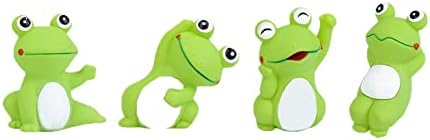 Volacopets 4 Cute Frog Puppy Squeak Toys Latex Float Water Pool Dog Toys Squeaky for Small Breed Soft Fetch Interactive Play pet Toys, Green