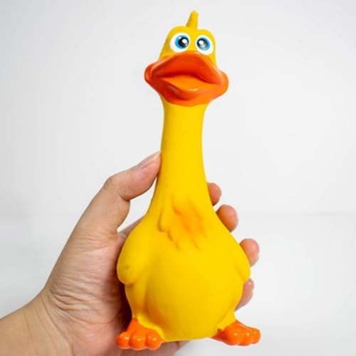 Squeaky Dog Toys for Aggressive Chewers, Cute Animal Interactive Dog Toys for Playing Chewing, Latex Pet Chew Toys Outdoor & Indoor for Puppy Small Medium Large Dogs (Yellow)