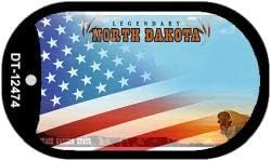 SMART BLONDE North Dakota with American Flag Novelty Metal Dog Tag Necklace DT-12474
