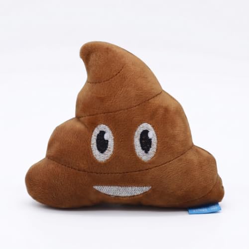 Funny Poop Plush Squeaky Dog Toy, Dental Chew for Small Dogs (Smiley Face)
