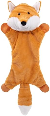 Fuzzl Freddy Fox Crinkle & Squeak Dog Toy β Low Stuffing Soft Plush Puppy Toy β Interactive Squeaky Dog Toy for Small to Medium Dogs β Crinkly Fox Toy for Shaking, Tossing & Snuggling