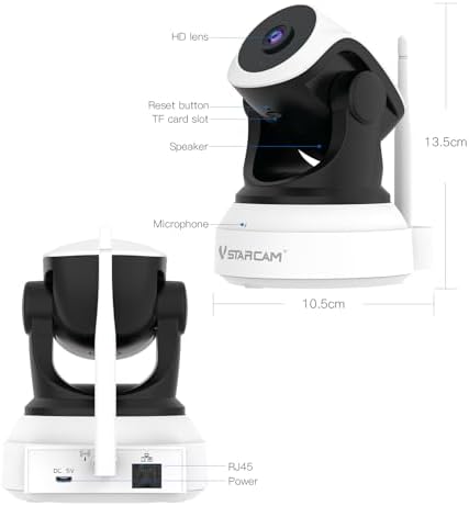 VSTARCAM Indoor Security Camera, 2K with 360° Rotation, Human/Motion Detection with Auto Tracking, 2-Way Audio & DIY Voice, 2.4GHz WiFi Wireless, Cloud & SD Card Storage(up to 256GB)
