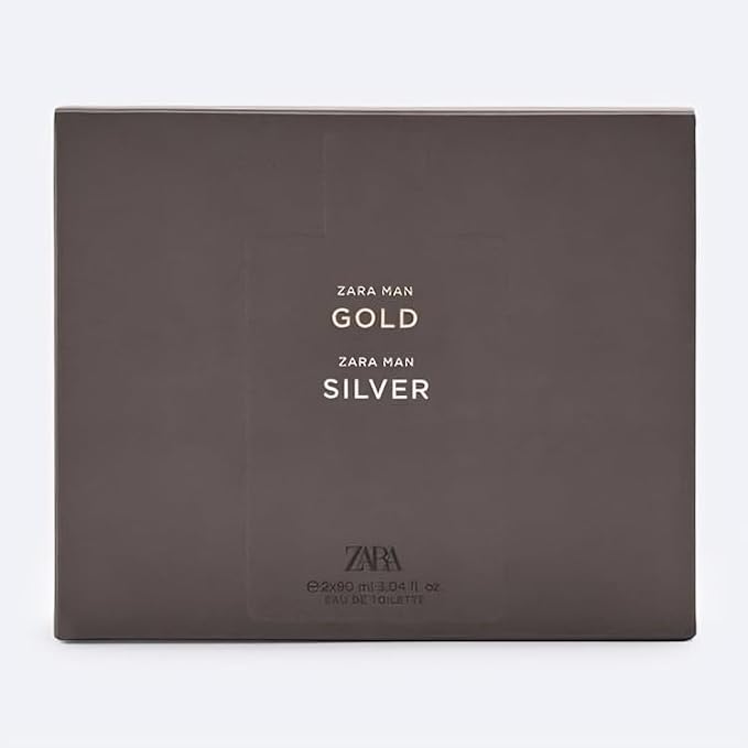 Zara Man Gold + Silver Cologne for Men Fragrance Set EDT Eau De Toilette 2x 90 ML (3.04 FL OZ)