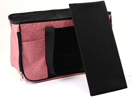 Breathable Cat Carrier with Roll - Up Door, Portable Soft Cat Travel Carrier for Small Cats and Puppies up to 7.5 kg, Oxford Cloth Pet Carrier with Double Zipper and (Pink with Black)