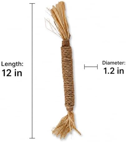 Sisal Wrapped Cat Chew Toy, Natural Raffia Stick for Indoor Cats, Interactive Kitten Teether for Teeth Cleaning, Biting, Exercise, Boredom Relief, Durable Pet Gift, Lightweight Handy Play Accessory
