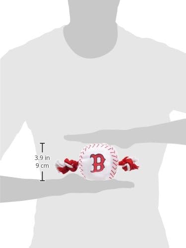 MLB BOSTON RED SOX Baseball Rope Toy for DOGS & CATS. Tough nylon, Sporty Baseball Design, Heavy-duty ropes with Inner SQUEAKER