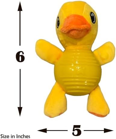 Yellow Duck Plush Chew Toy for Dogs, Soft Plush Dog Toy with Durable Ball for Small, Medium, Large Dogs.