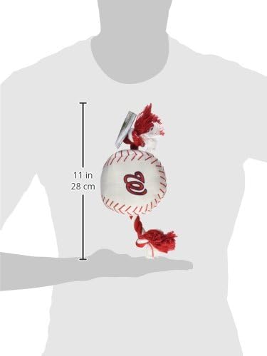 MLB WASHINGTON NATIONALS Baseball Rope Toy for DOGS & CATS. Tough nylon, Sporty Baseball Design, Heavy-duty ropes with Inner SQUEAKER