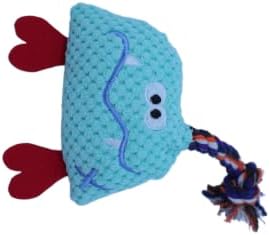 Soft Blue Dog Toy, Squeaky Teething Chew Interactive Toy