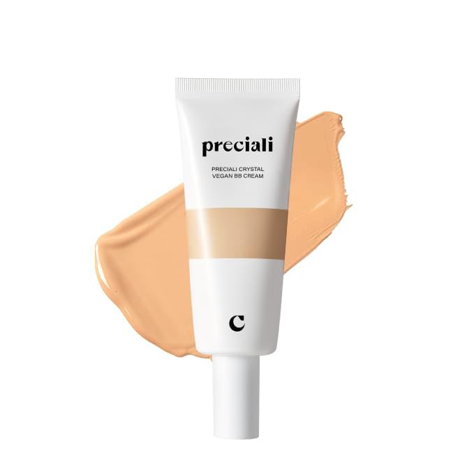 Crystal Vegan BB Cream –0% irritation, Perfect Cover Beauty Balm with Broad Spectrum SPF 38, Lightweight Glow Finish, 02 Natural Beige, 1.35 fl oz