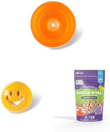 Outward Hound Large Orange Snoop and Happiness Nook Treat Dispensing Toys & Nina Ottosson Puzzle Bitez Apple Bacon Training Treats - Interactive Dog Toys & Low-Calorie Soft Treats Bundle