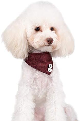 Small Dog Collar Set, 2Pcs Puppy Cat Collar with Bow Tie & Bandana, Durable PU Leather Canvas Tiny Pet Scarf for Small Breed Pets red Classic